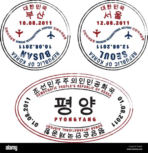 North And South Korean Passport Stamps In Vector Format Stock Vector Image And Art Alamy