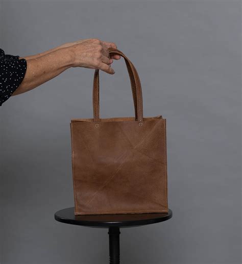 Small Leather Tote Simple Leather Tote Small Brown Handbag Etsy