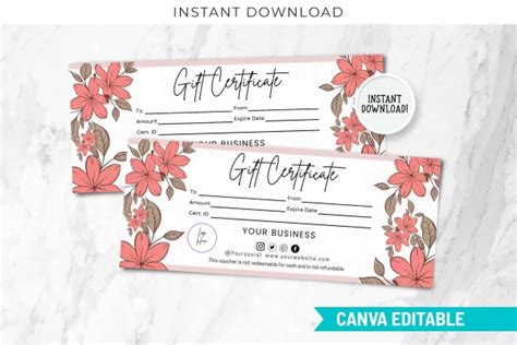 Floral Gift Certificate Template | SnapyBiz