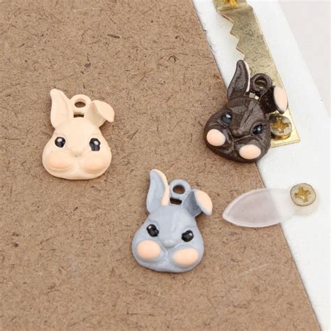 New Arrived Colorful Alloy Drop Oil Animals Cartoon Rabbits Heads Shape