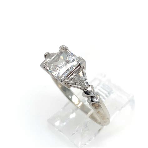 Princess Cut Three Stone Cz Sterling Silver Engagement Ring Size