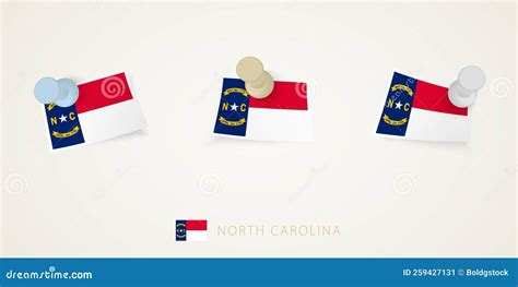 Pinned Flag Of North Carolina In Different Shapes With Twisted Corners