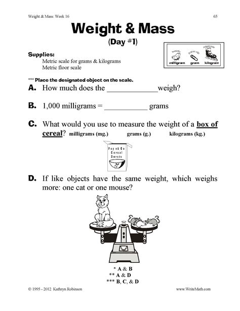 Mass And Weight Worksheet Teaching Weight And Mass 3rd 4th 5th Grade Math