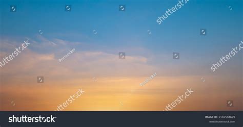 Bright Orange Sunset Sky Background Gentle Stock Photo 2142584629