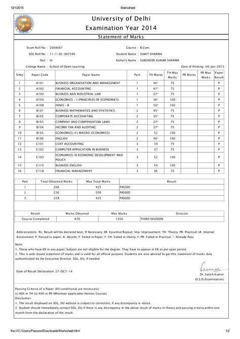 Marksheet