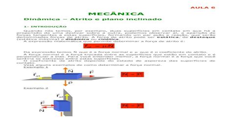 Dinâmica Atrito E Plano Inclinadoa Força De Atrito Dinâmica Ou