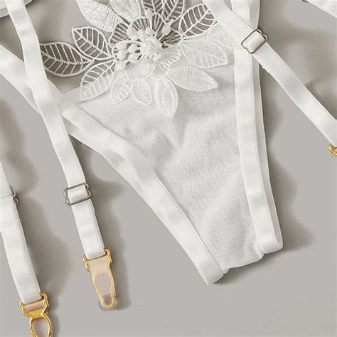Sexy Hollow Mesh Erotic Three Pieces Lingerie Power Day Sale