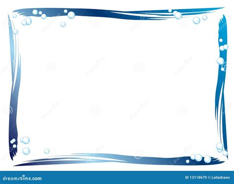 Blue Frame Of Splashes Of Water And Nice Bubbles Good For Border