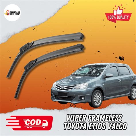 Jual 2 PCS Wiper Kaca Depan Toyota Etios Valco Frameless Tanpa Rangka