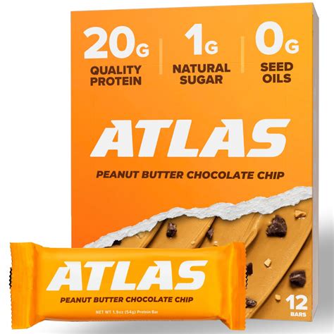 Atlas Protein Bar 20g Mmf7 Protein 1g Sugar Clean Ingredients Gluten Free Peanut Butter