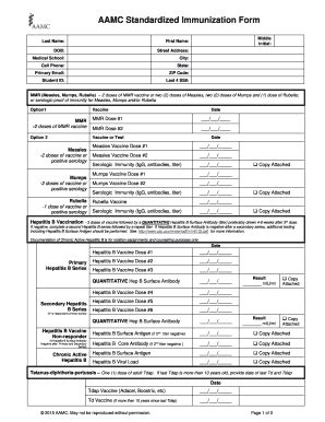 Aamc Standardized Immunization Form Fill Online Printable Fillable