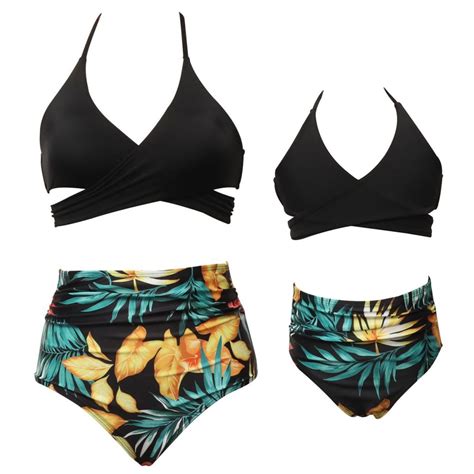 Gyratedream Daughter Mommy Matching Two Pieces Bikini Set Tie Low