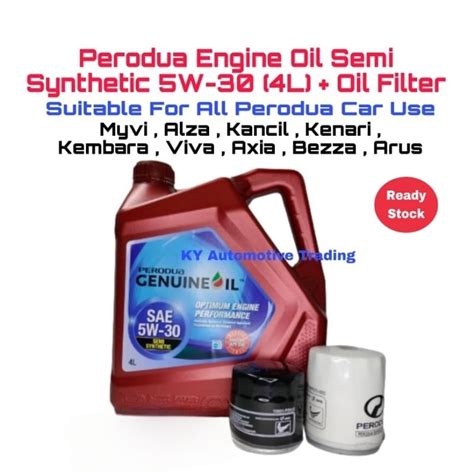 PERODUA 5W 30 Semi Synthetic Engine Oil 4L Oil Filter For MYVI ATIVA