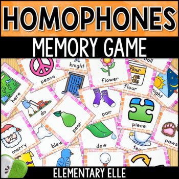 Homophones Memory Game Literacy Center Task Cards By Elementary Elle