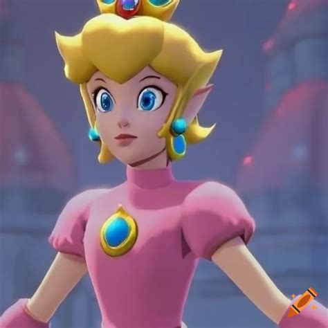 Link Wearing Princess Peachs Iconic Ballgown With Makeup And Gloves On