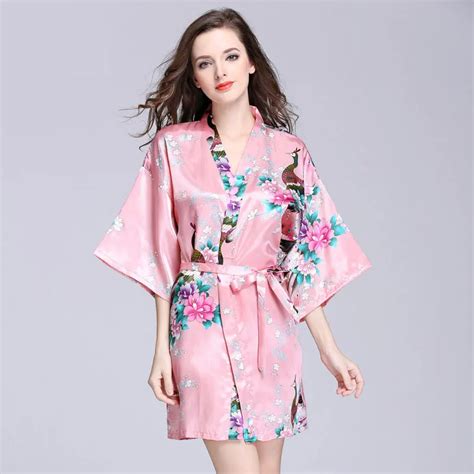 2016 Silk Floral Bathrobe Women Satin Kimono Sexy Robes For Women