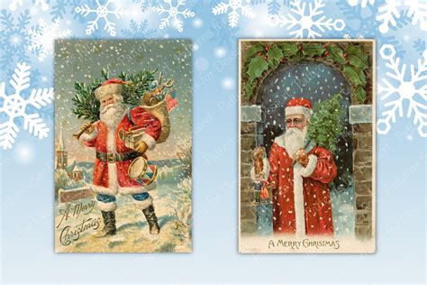 Vintage Santa Christmas Cards By Patterns for Dessert | TheHungryJPEG