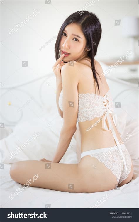Sexy Woman White Lace Lingerie Posing Stock Photo 1222422271 Shutterstock