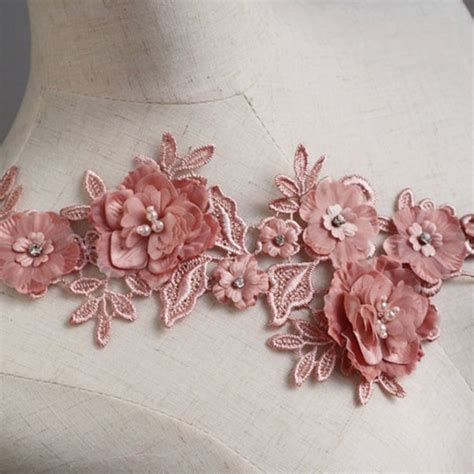 Nude Floral Applique Dress Etsy