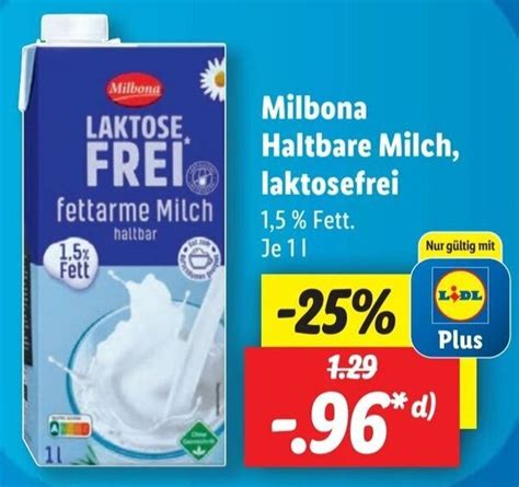 Milbona Haltbare Milch Laktosefrei 1 L Angebot Bei Lidl