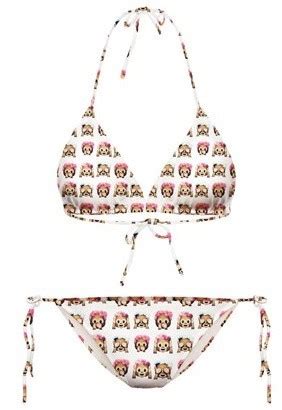 White Whatsapp Monkeys Emoji Cartoon Two Piece Sexy Bikini Swimwear