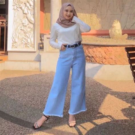 Jual Highwaist Kulot Jeans Wanita Rawis Shopee Indonesia