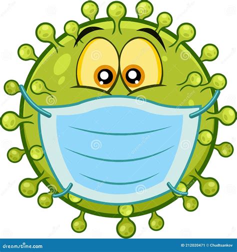 Surprised Coronavirus COVID-19 Cartoon Character with Face Mask Stock ...