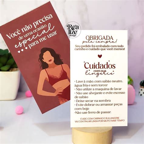 Cartão de agradecimento ao cliente Cuidados sua lingerie un ou un x cm Shopee