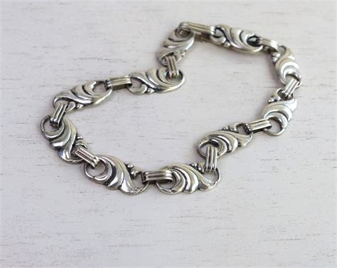 Danish Aandf 830s Solid Silver Panel Bracelet Mid Century Link Etsy