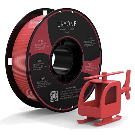 Пластик PETG 1кг красный Eryone (1.75мм) – купить в интернет-магазине в ...