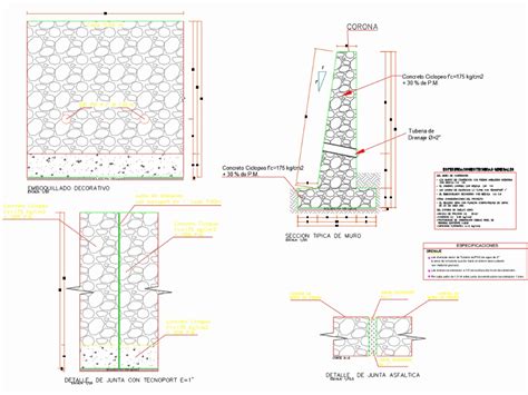 Muro De Contencion De Piedra Muro De Contencion Con Piedras Con Corte De Cantera Dibujando Hierros