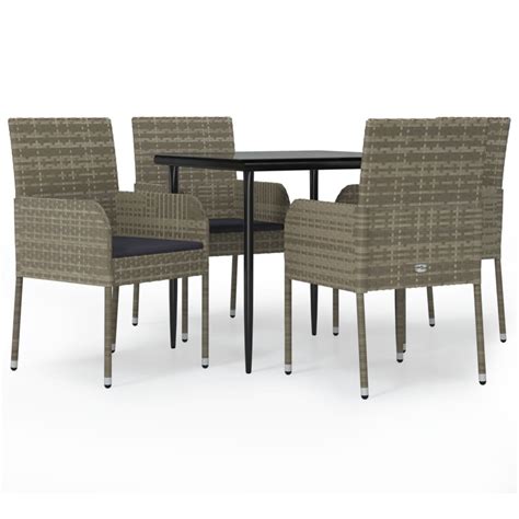 Mobilier D Ner De Jardin Et Coussins Pcs Noir Et Gris Leroy Merlin