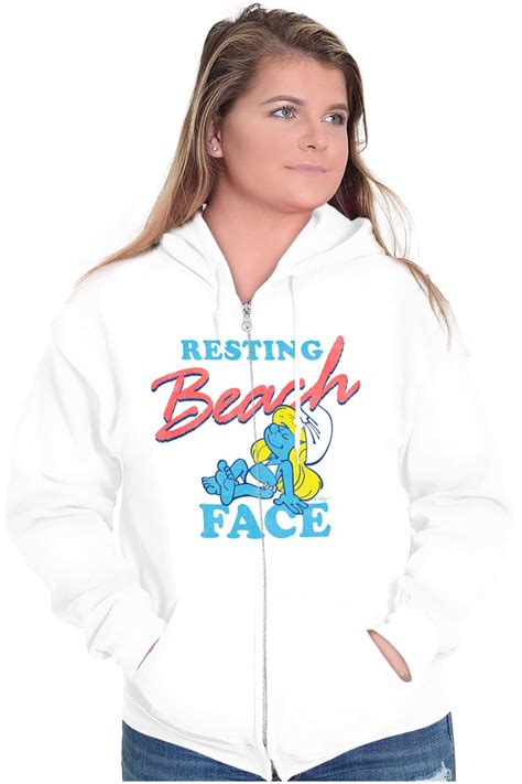 Smurfette Resting Beach Face Smurfs Zip Hoodie Sweatshirt Women Brisco