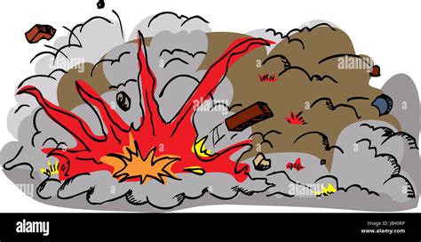 Large explosion with flying debris on white background Stock Photo - Alamy