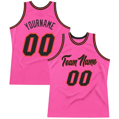 Custom Own Pink Black Orange Authentic Basketball Stitched Jersey Free ...