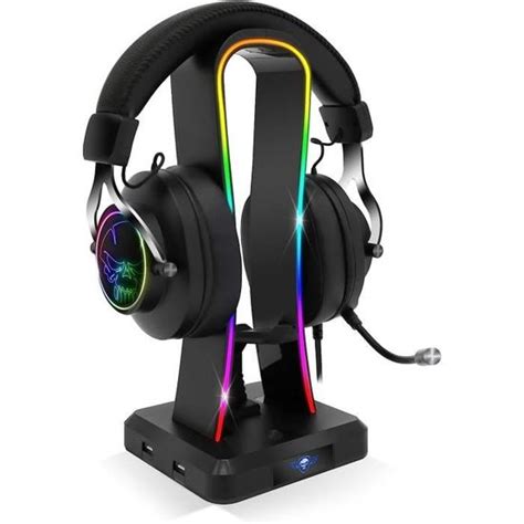 Support Casque Gaming Rgb Porte Casque Gamer Multifonction 11 Effets Lumineux Compatible Pc