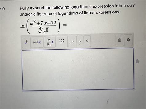 Solved Fully expand the following logarithmic expression | Chegg.com 
