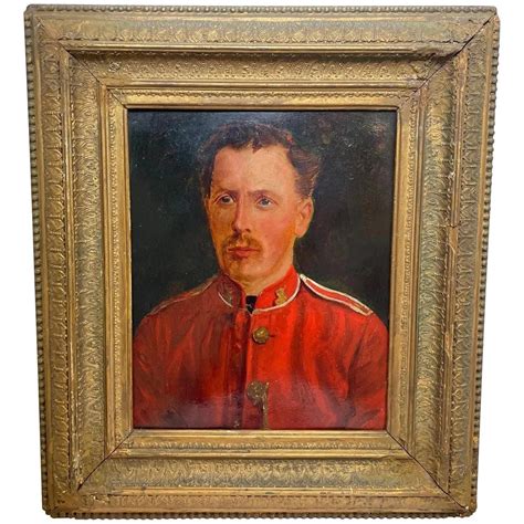 British 19th Century Military Oil Painting Portrait Red Coat Soldier ...