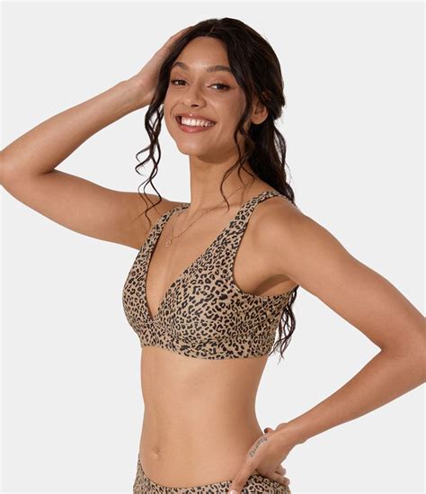 Womens Leopard Print Bikini Top Halara