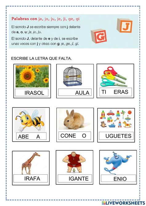 Palabras Con Ge Gi Je Ji Worksheet Live Worksheets 41 Off