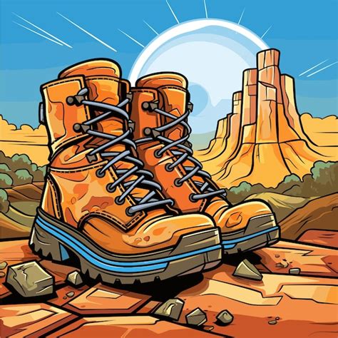 Premium Vector A Pair Of Hiking Boots On A Rocky Trail Game Background