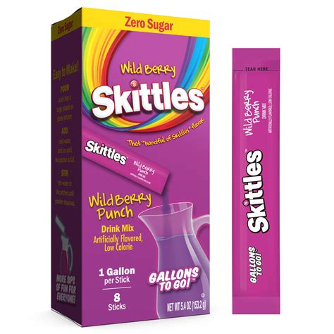 Skittles Zero Sugar Gallons To Go Powdered Drink Mix Wild Berry Punch