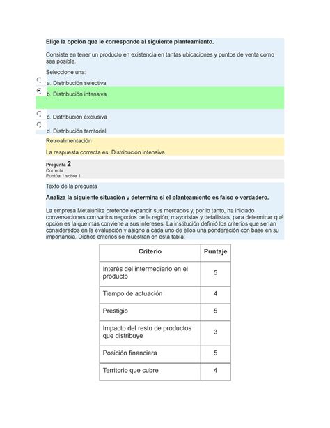 Examen Conceptos De Logistica Elige La Opci N Que Le Corresponde Al