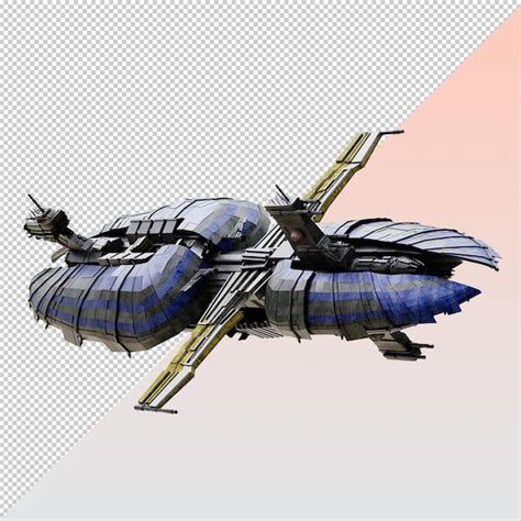 Premium Psd Blue Spaceship Isolated