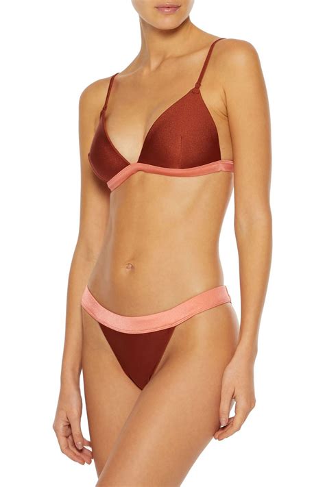 Tan Two Tone Triangle Bikini Top Sale Up To Off The Outnet