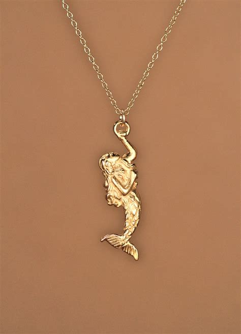 Mermaid Necklace Gold Mermaid Necklace Sea Princess A Etsy