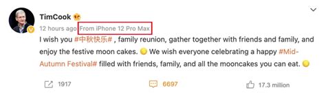Tim Cook đăng bài chúc mừng Trung thu nhưng vô tình để lộ dòng iPhone
