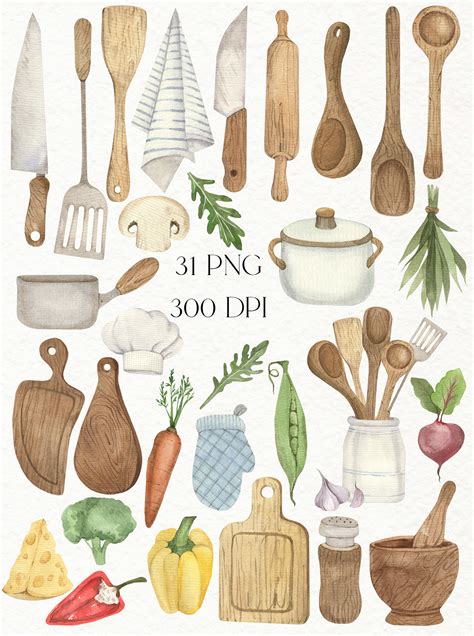 My Kitchen Watercolor Clipart on Behance