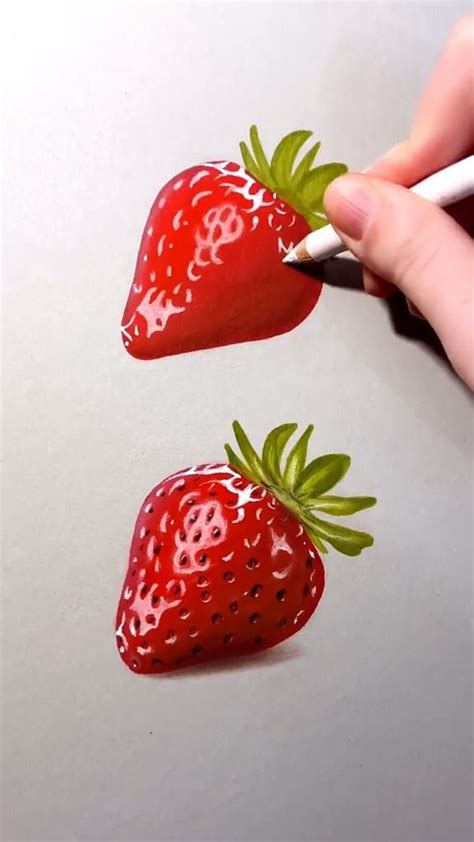 How to Draw Realistic Strawberry | Strawberry Drawing Tutorial ...