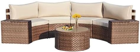 Amazon YSWH 9 Piece Outdoor Half Moon Sofa Set Rattan Patio